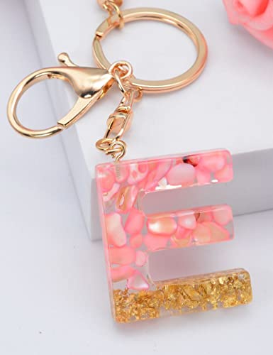 MBOAH Pink Initial Letter Keychain for Women、Kids、Teens、Girls、Sisters、Couples，Cute Key Chain Accessories for Car Keys、Wallet、Backpack，Personalized Funny Gift for Girlfriend、Boyfriend、Family(Letter：H)