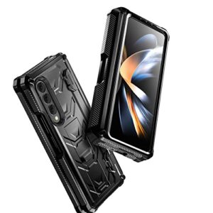 dr.desire for samsung galaxy z fold 4 case,android rugged armor pro full body protection cover with s pen holder screen protector and stand black