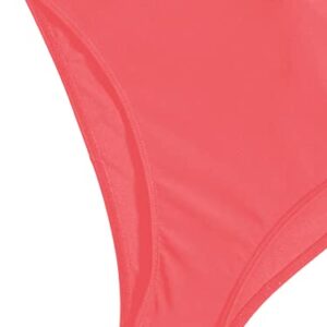 SweatyRocks Women's Sexy Basic Criss Cross Tie Knot Front Deep V Open Back One Piece Swimwear Watermelon Pink S