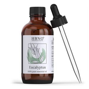 hbno eucalyptus essential oil 4 oz (120 ml) - 100% pure & natural eucalyptus essential oil for diffuser - eucalyptus oil essential oil for soothing massage - eucalyptus oil for skin smooth & clear