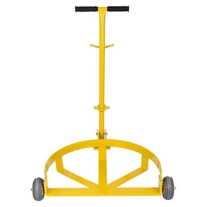 sdsnte heavy-duty steel 55 gallon drum dolly for moving heavy drums easily with removable and versatile handle, weight capacity 1100lbs, yellow, pack of 1