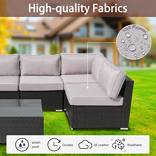 VIXLON Outdoor Patio Cushions Replacement Covers for Wicker Rattan Patio Furniture Conversation Set Outdoor Cushion Covers with Zipper Fit (Grey (Only Cover), 14 Piece Sets)