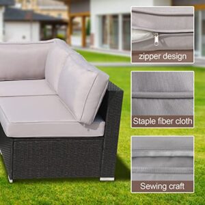 VIXLON Outdoor Patio Cushions Replacement Covers for Wicker Rattan Patio Furniture Conversation Set Outdoor Cushion Covers with Zipper Fit (Grey (Only Cover), 14 Piece Sets)