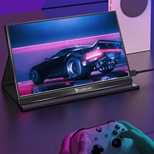 144HZ Portable Gaming Monitor, 17.3" 1080P Laptop Monitor, Dual USB C HDMI Second Computer Screen, VESA Gaming Display with Speakers, Travel Monitor for PS4/5 Xbox Switch MAC PC Phone