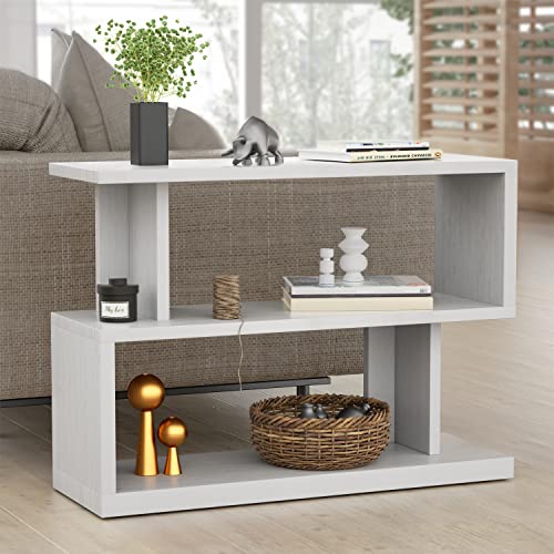 Tmtourh 35.4" Console Table Sofa Side Table, 3 Tier TV Stand Console Table Sturdy End Table Coffee Table Entryway Table Accent Table for Living Room, Bedroom, Hallway -White