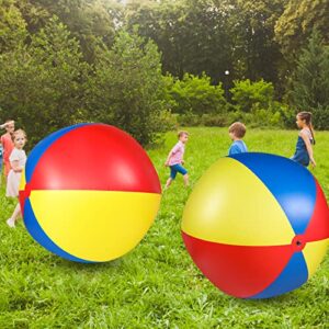Chitidr 2 Pack 5 Feet Giant Beach Ball Large 3 Color Inflatable Ball Jumbo Plastic Water Balls for Adults Family Sport Beach Toys Massive Water Games Hawaiian Party Swimming Pool Party Decorations