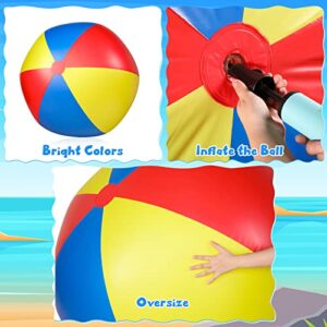 Chitidr 2 Pack 5 Feet Giant Beach Ball Large 3 Color Inflatable Ball Jumbo Plastic Water Balls for Adults Family Sport Beach Toys Massive Water Games Hawaiian Party Swimming Pool Party Decorations