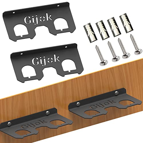 Gijok Battery Holder for Ryobi, 2pcs Battery Storage for Ryobi, Iron 18V Battery Holder for Ryobi, Mount Wall Rack with 2 Slots for Ryobi 18V Batteries (Black) (2pcs-Black)