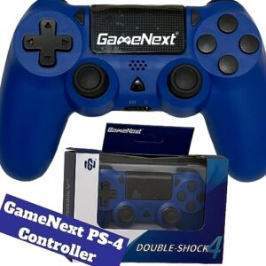 gamenext 【blue, upgraded wireless p4 remote controller compatible with ps-4/slim/pro with dual vibration/6-axis motion sensor/audio replacement for ps-4 controller