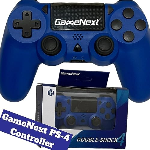 GameNext 【Blue, Upgraded Wireless P4 Remote Controller Compatible with PS-4/Slim/Pro with Dual Vibration/6-Axis Motion Sensor/Audio Replacement for PS-4 Controller