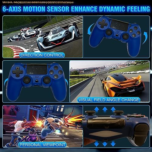 GameNext 【Blue, Upgraded Wireless P4 Remote Controller Compatible with PS-4/Slim/Pro with Dual Vibration/6-Axis Motion Sensor/Audio Replacement for PS-4 Controller