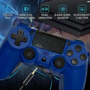 GameNext 【Blue, Upgraded Wireless P4 Remote Controller Compatible with PS-4/Slim/Pro with Dual Vibration/6-Axis Motion Sensor/Audio Replacement for PS-4 Controller