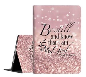 case for new ipad mini 6 2021 (6th generation), multi-angle view adjustable stand auto wake/slee for ipad mini 6th gen 8.3 inch , quote bible psalm 46:10 pink