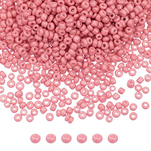 HARFINGTON 12000Pcs Pony Beads Glass Beads 12/0 2mm Loose Tiny Round Small Beads for Bracelet Earring Rings Jewelry Making, Watermelon Pink