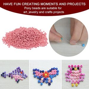 HARFINGTON 12000Pcs Pony Beads Glass Beads 12/0 2mm Loose Tiny Round Small Beads for Bracelet Earring Rings Jewelry Making, Watermelon Pink