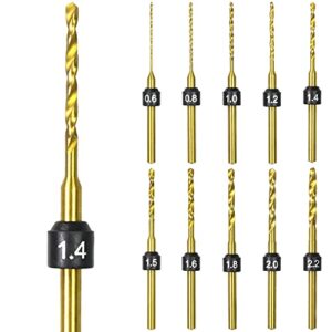arrowmax mini twist drill bits set, size marked, 0.6mm-2.2mm, titanium coated high speed steel micro drill bits, 3/32-inch shank, hole drilling tool for diy, jewelry, amber, beads, aluminum, copper, wood (seta)