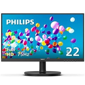 philips computer monitors 22 inch class thin full hd (1920 x 1080) 75hz monitor, vesa, hdmi & vga port, 4 year advance replacement warranty, 221v8ln
