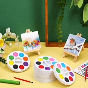 Watercolor Paint Sets 8 Colors Watercolor with 3 x 3 Inch Painting Canvas Panel with Mini Wooden Easel Set Stretched Canvas Display Easel Painting Brush Kit with Paint Brush for Kids (24 Sets)
