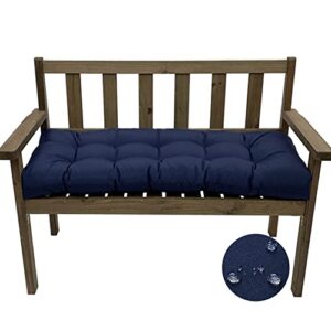 outdoor indoor bench cushion, 51.2in waterproof swing garden bench seat cushion, swing chair replacement seat pads cushion pillow for lounger garden furniture patio metal wooden bench (navy blue)