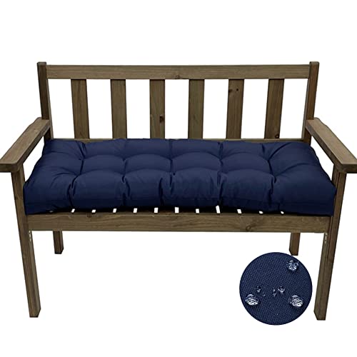 Outdoor Indoor Bench Cushion, 51.2in Waterproof Swing Garden Bench Seat Cushion, Swing Chair Replacement Seat Pads Cushion Pillow for Lounger Garden Furniture Patio Metal Wooden Bench (Navy Blue)