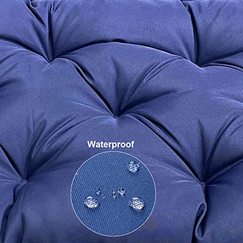 Outdoor Indoor Bench Cushion, 51.2in Waterproof Swing Garden Bench Seat Cushion, Swing Chair Replacement Seat Pads Cushion Pillow for Lounger Garden Furniture Patio Metal Wooden Bench (Navy Blue)