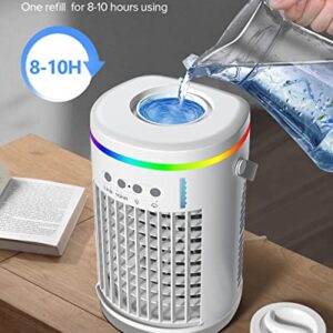 Portable Air Conditioners,ovolta 1400ml Evaporative Air Cooler 3 Speeds,USB Personal Air Conditioner with 7 LED Light,Portable AC Air Conditioner for Room Kitchen Office Desk Bedroom Camping (white)