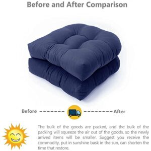 MASKMELLOW Rocking Chair Cushion 2 Pack Set 19 x 19 Inch U Shape Patio Seat Cushions Non-Slip Seat/Back Chair Cushion Soft Thickened Indoor/Outdoor Overstuffed Patio Chaise Lounger Cushion (Navy)