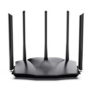 tenda wifi 6 ax3000 smart wifi router, dual band gigabit wireless internet router, gigabit router, ax router for 5 * 6dbi high-gain antennas, ofdma+mu-mimo+wpa3, easymesh&wifi+,rx12pro(black)