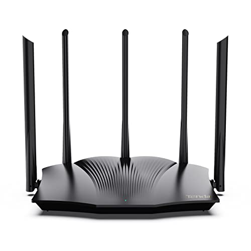 Tenda WiFi 6 AX3000 Smart WiFi Router, Dual Band Gigabit Wireless Internet Router, Gigabit Router, AX Router for 5 * 6dBi high-gain Antennas, OFDMA+MU-MIMO+WPA3, EasyMesh&WiFi+,RX12Pro(Black)