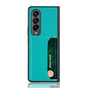eaxer compatible with samsung galaxy z fold 4 5g case, with wallet card holder shockproof luxury leather card slot case cover (green)