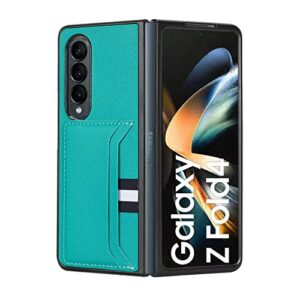 EAXER Compatible with Samsung Galaxy Z Fold 4 5G Case, with Wallet Card Holder Shockproof Luxury Leather Card Slot Case Cover (Green)