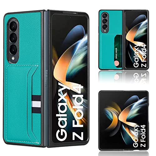 EAXER Compatible with Samsung Galaxy Z Fold 4 5G Case, with Wallet Card Holder Shockproof Luxury Leather Card Slot Case Cover (Green)