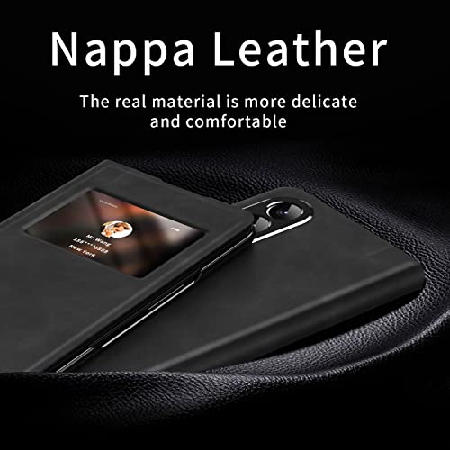 EAXER for Samsung Galaxy Z Fold 3 5G Case, Luxury Magnetic Case Leather Skin Stand Full Coverage Protection Case Cover (Black)