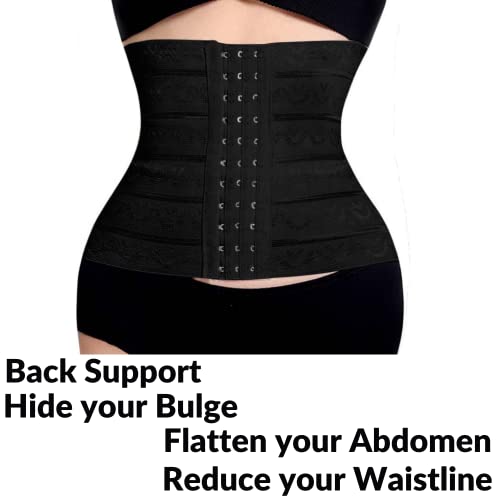 Waist Trainer for Women - Tummy Control Shapewear Girdle Belt, Body Shaper Waist Cincher Control Corset | weight loss (Medium) Black