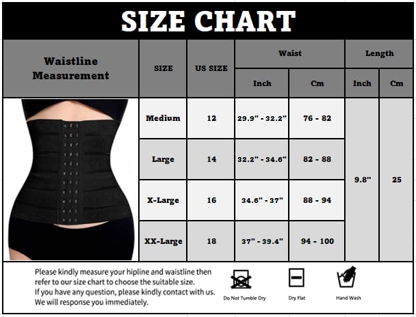 Waist Trainer for Women - Tummy Control Shapewear Girdle Belt, Body Shaper Waist Cincher Control Corset | weight loss (Medium) Black