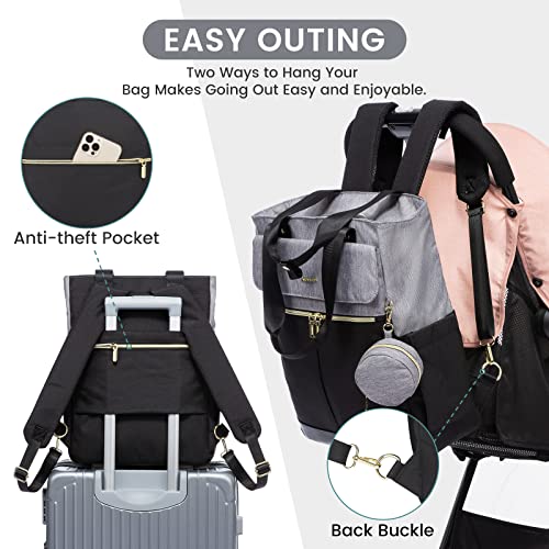 LOVEVOOK Diaper Bag Backpack,Diaper Bag Tote with Insulated Pockets,Baby Bag with Changing Pad,Baby Diaper Bag with Pacifier Case,Fashion Work Backpack for Women