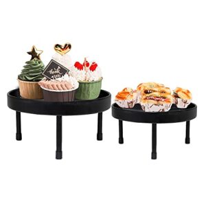 defined deco black metal pedestal stand,set of 2 stackable cake stand,food display riser,cupcake stands display,dessert display plate serving tray for baby shower wedding birthday party.