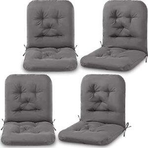 tufted back chair cushion indoor outdoor seat back chair cushions weather resistant patio cushions for outdoor furniture chairs(dark gray, 4 pack)