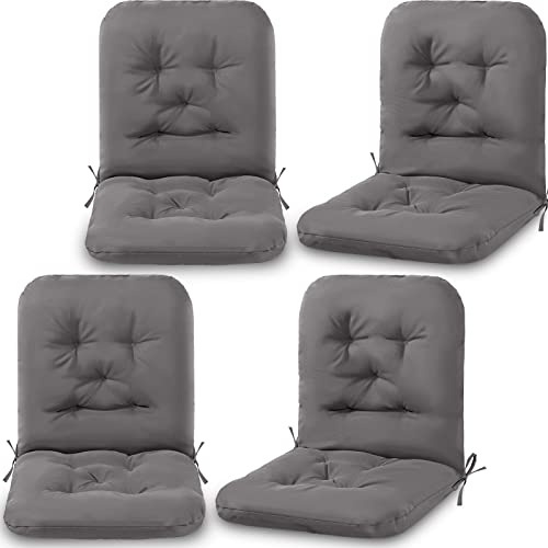 Tufted Back Chair Cushion Indoor Outdoor Seat Back Chair Cushions Weather Resistant Patio Cushions for Outdoor Furniture Chairs(Dark Gray, 4 Pack)