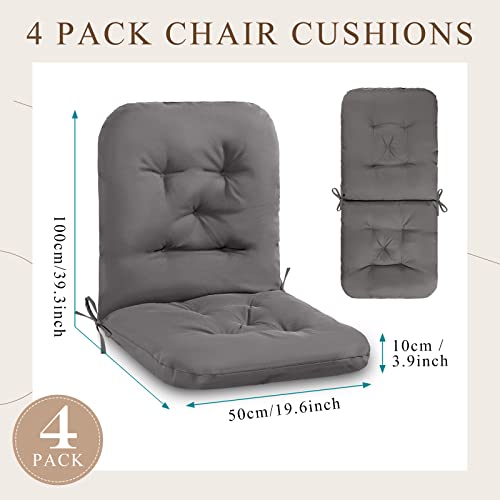 Tufted Back Chair Cushion Indoor Outdoor Seat Back Chair Cushions Weather Resistant Patio Cushions for Outdoor Furniture Chairs(Dark Gray, 4 Pack)