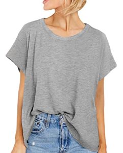 bosmeer womens summer tops oversized short sleeve tshirts dressy casual light grey large