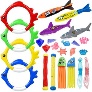 korlon tec 25 pcs pool toys for kids ages 4-8, swimming pool diving toys, underwater pool toys for kids ages 8-12, fun training water swim toys gift set for kids boys girls adults