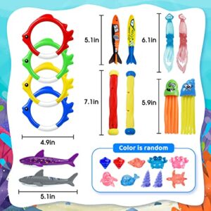 Korlon Tec 25 Pcs Pool Toys for Kids Ages 4-8, Swimming Pool Diving Toys, Underwater Pool Toys for Kids Ages 8-12, Fun Training Water Swim Toys Gift Set for Kids Boys Girls Adults