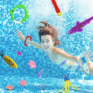 Korlon Tec 25 Pcs Pool Toys for Kids Ages 4-8, Swimming Pool Diving Toys, Underwater Pool Toys for Kids Ages 8-12, Fun Training Water Swim Toys Gift Set for Kids Boys Girls Adults