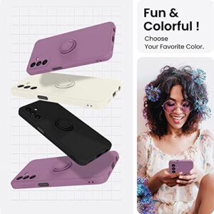 ZIYE Samsung A13 5G Phone Case with Ring Stand Holder Clip Kickstand Skin-Friendly Touch Silicone Case with 360°Rotatable Ring Kickstand Cover- Purple