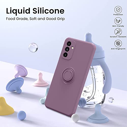 ZIYE Samsung A13 5G Phone Case with Ring Stand Holder Clip Kickstand Skin-Friendly Touch Silicone Case with 360°Rotatable Ring Kickstand Cover- Purple