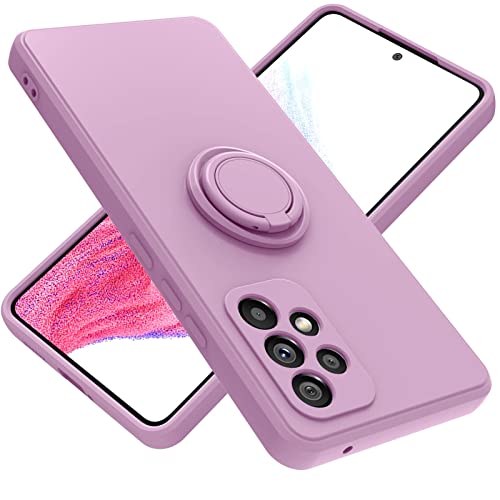 ZIYE Samsung A53 5G Phone Case with Ring Stand Holder Clip Kickstand Skin-Friendly Touch Silicone Case with 360°Rotatable Ring Kickstand Shockproof Fall-Proof Cover - Purple