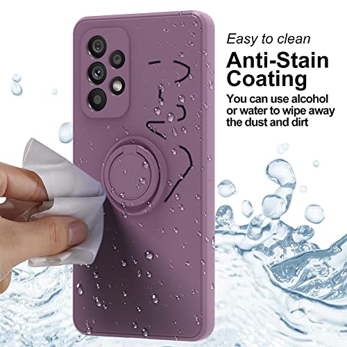 ZIYE Samsung A53 5G Phone Case with Ring Stand Holder Clip Kickstand Skin-Friendly Touch Silicone Case with 360°Rotatable Ring Kickstand Shockproof Fall-Proof Cover - Purple