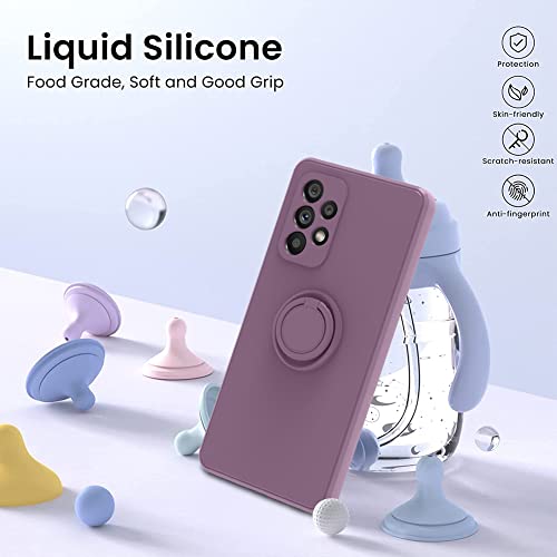 ZIYE Samsung A53 5G Phone Case with Ring Stand Holder Clip Kickstand Skin-Friendly Touch Silicone Case with 360°Rotatable Ring Kickstand Shockproof Fall-Proof Cover - Purple