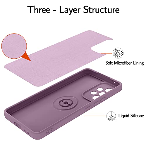 ZIYE Samsung A53 5G Phone Case with Ring Stand Holder Clip Kickstand Skin-Friendly Touch Silicone Case with 360°Rotatable Ring Kickstand Shockproof Fall-Proof Cover - Purple